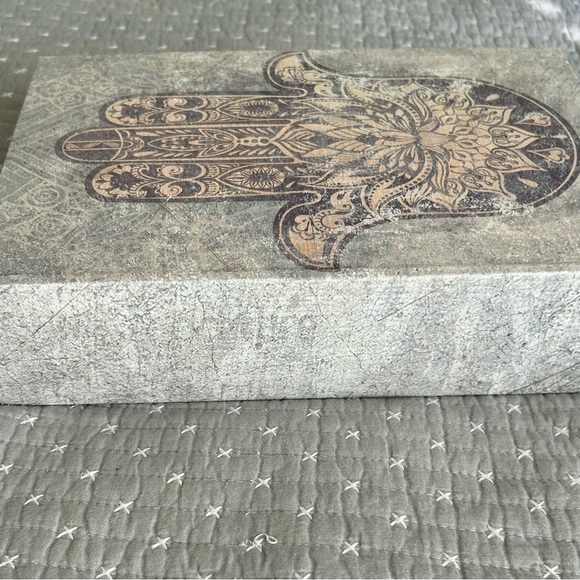 2 for $20 Gray and Gold Hamsa Lined Storage Box - Picture 3 of 5